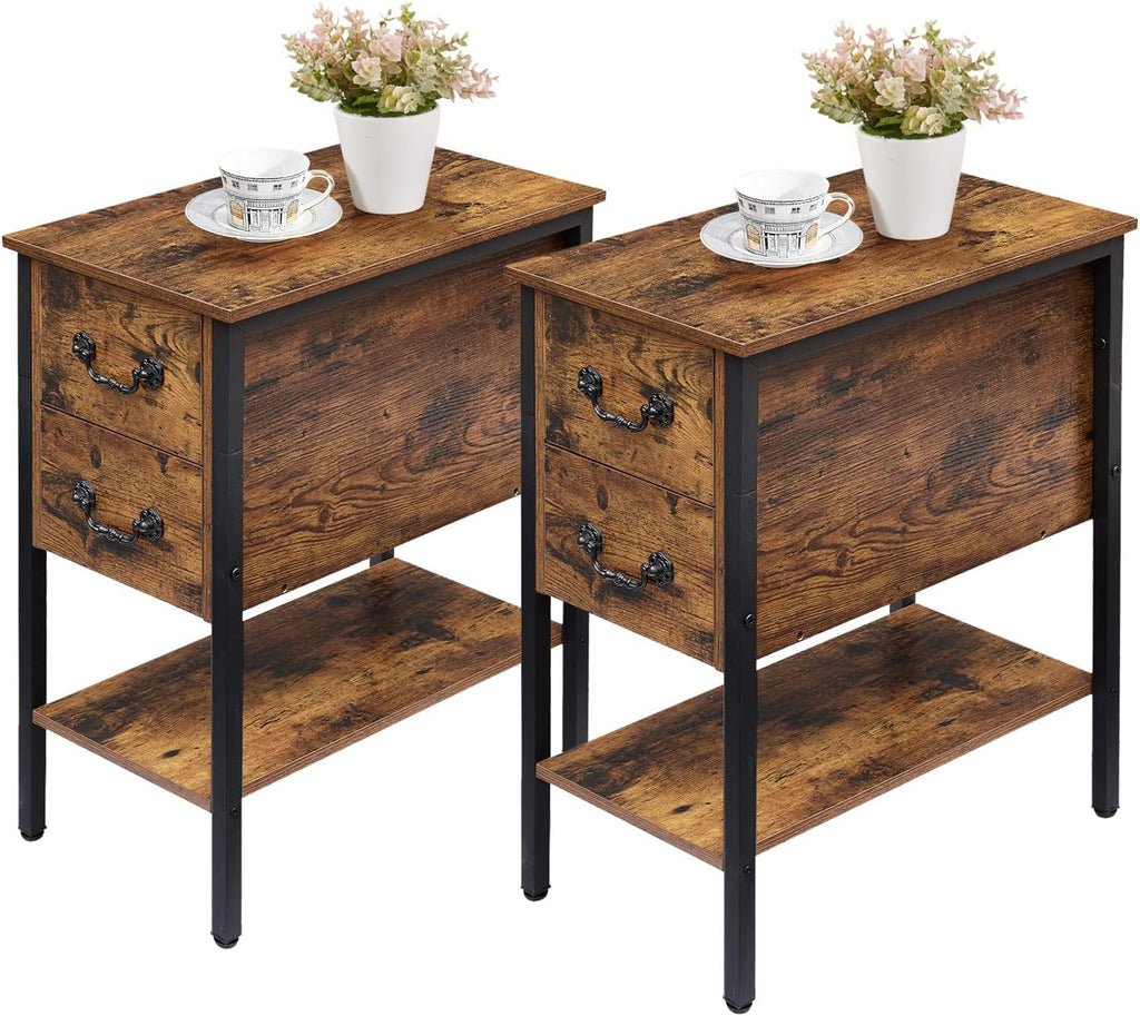 Brown 2 Drawer Nightstand with Shelf H130972