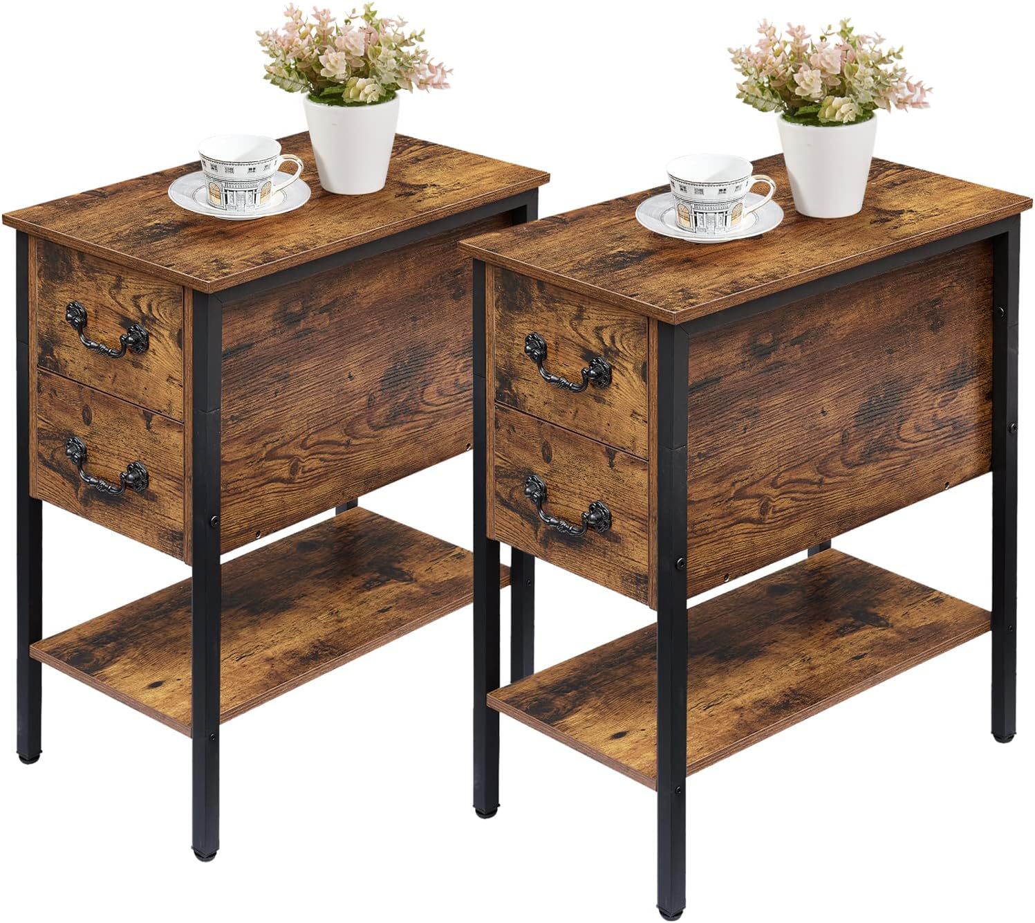 Brown 2 Drawer Nightstand with Shelf H130972