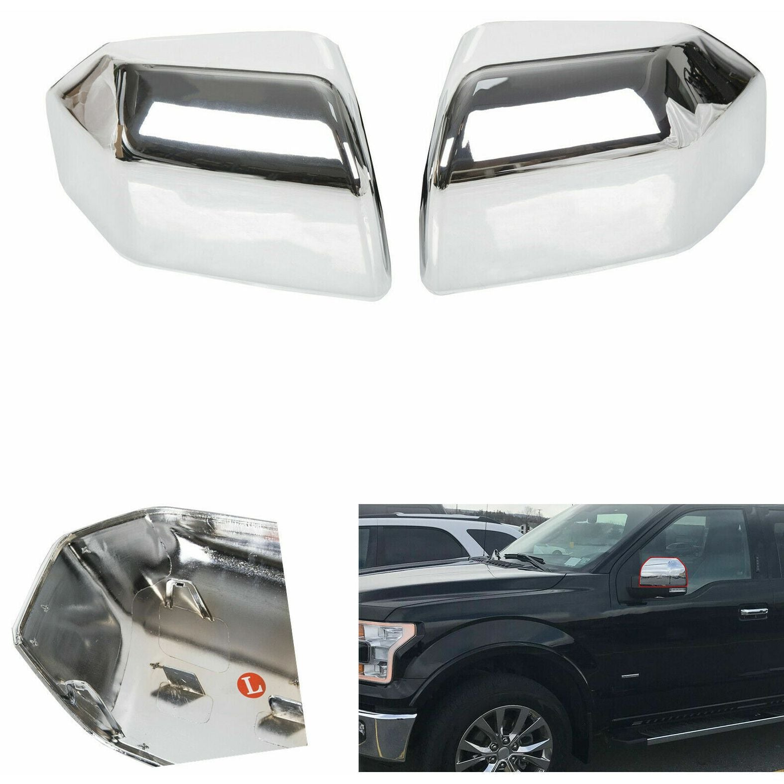 Chrome Pair Top Mirror Covers Caps F913