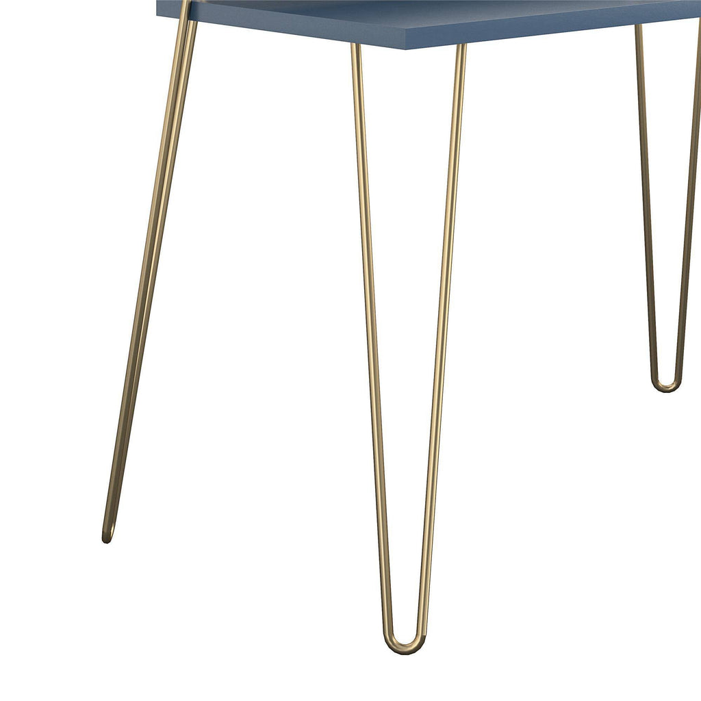 Navy Retro Desk with Riser and Gold Legs B161