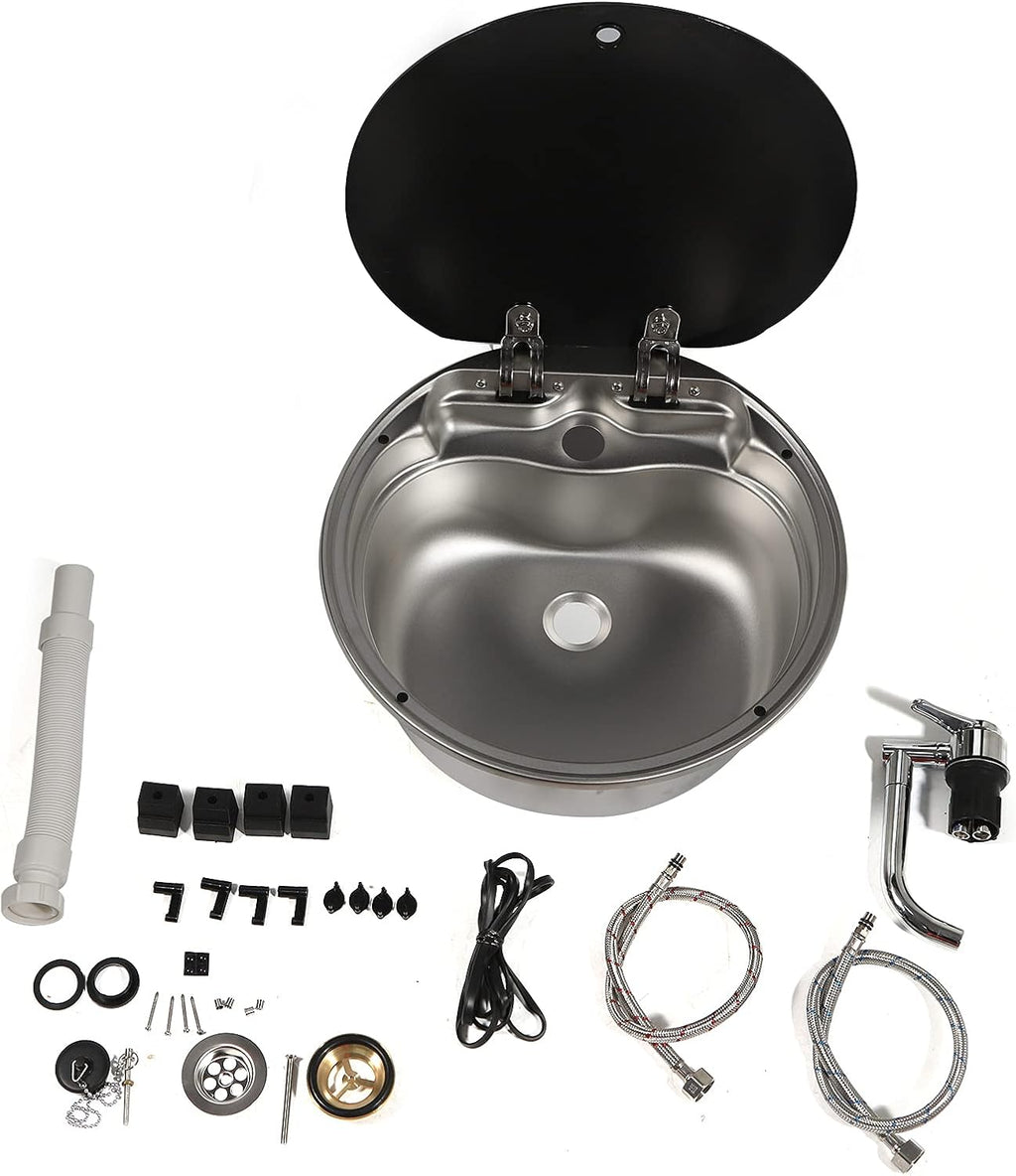 Stainless Steel Single Bowl Basin Sink with Cold Hot Faucet K830947