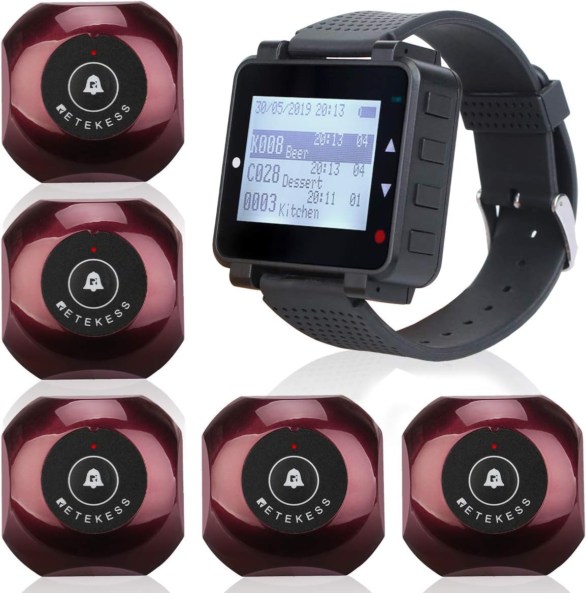 Caregiver Pager, Wrist Call Button, 5 1-Key Call Buttons, Pack of 2 Q893948