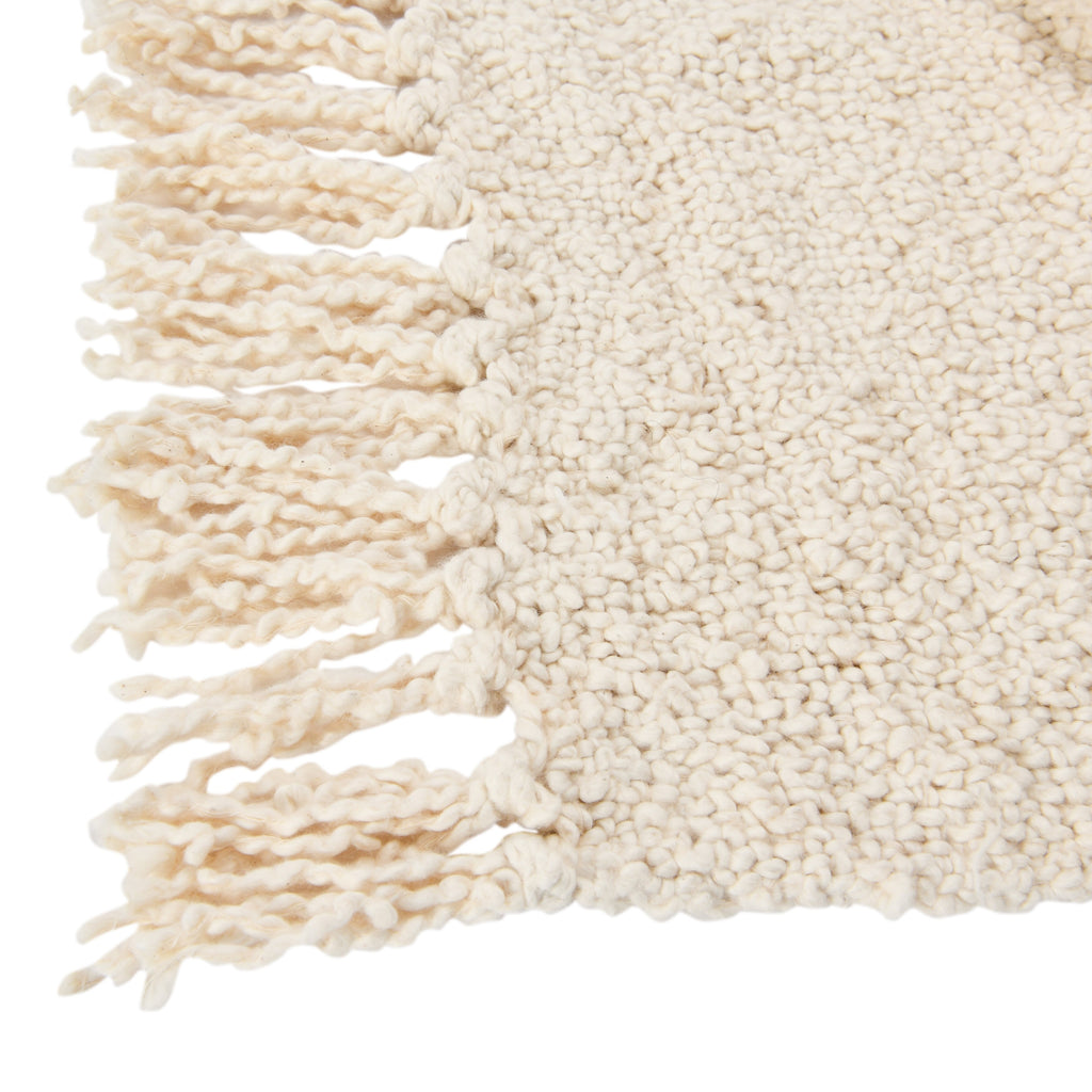 Cream Cotton Blend Bouclé Throw with Fringe E362626