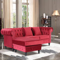 Red Velvet Rolled Arm Sofa with Ottoman B745