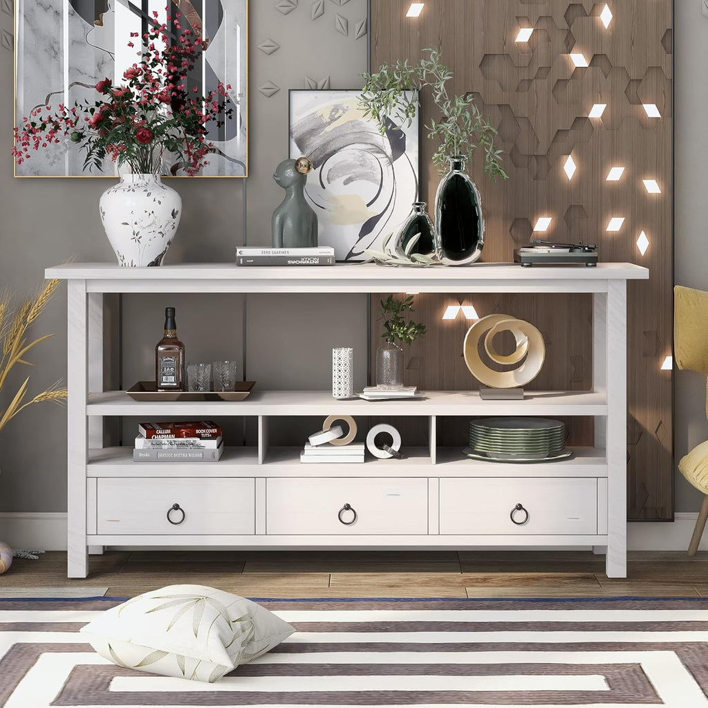Light Green 6 Drawers Sideboard Console Table with Cabinet and Bottom Shelf U172789