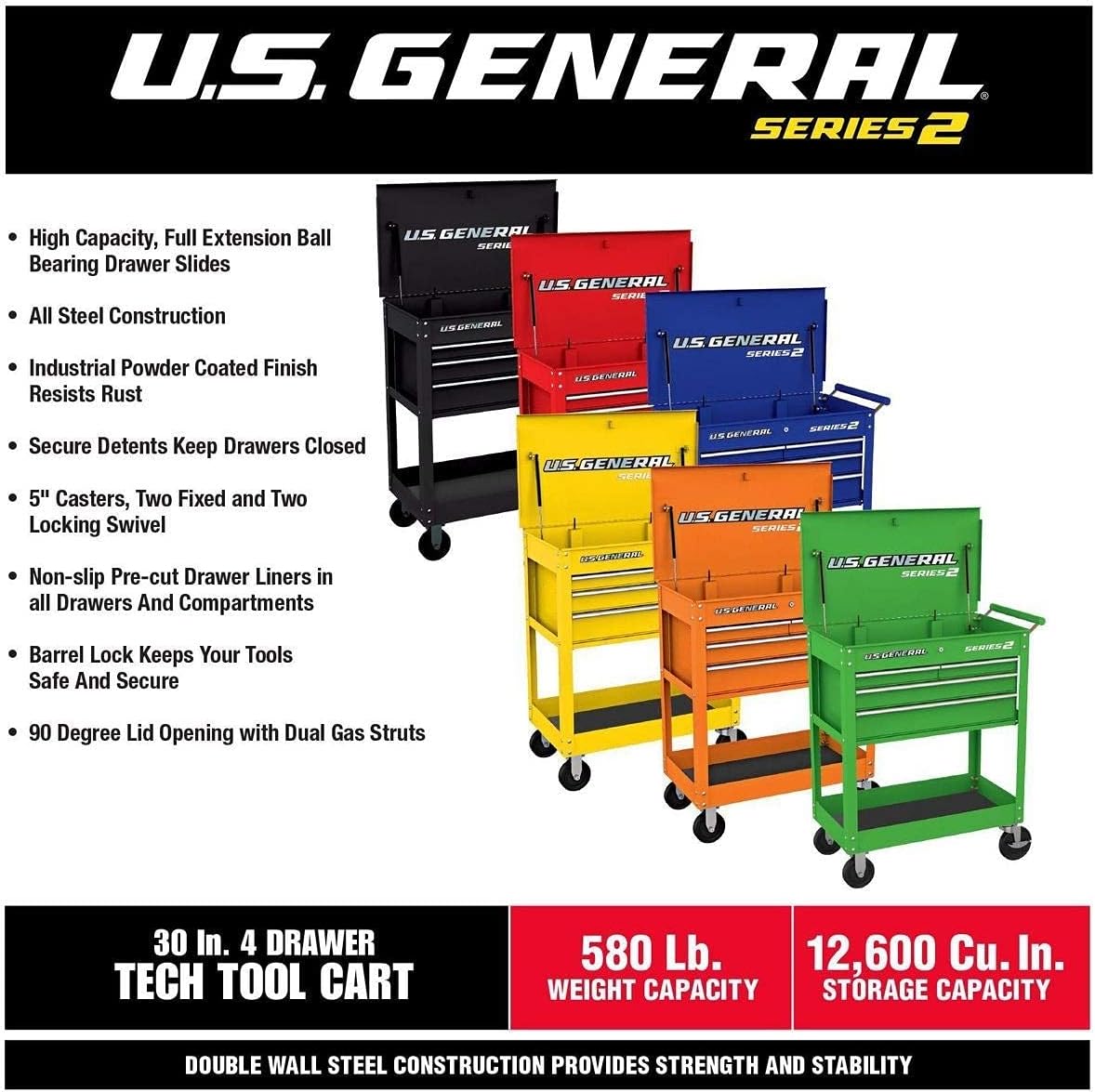 Blue Glossy 4 Drawer Roller Cart Tool Cabinet H974