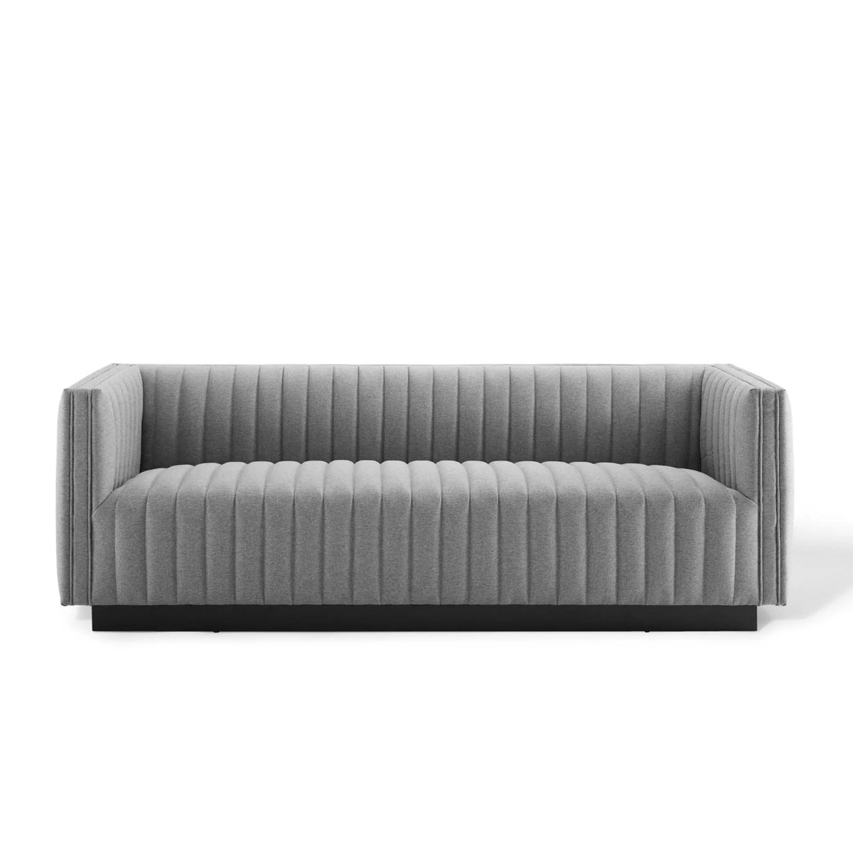 Light Gray Tufted Upholstered Fabric Sofa P6099