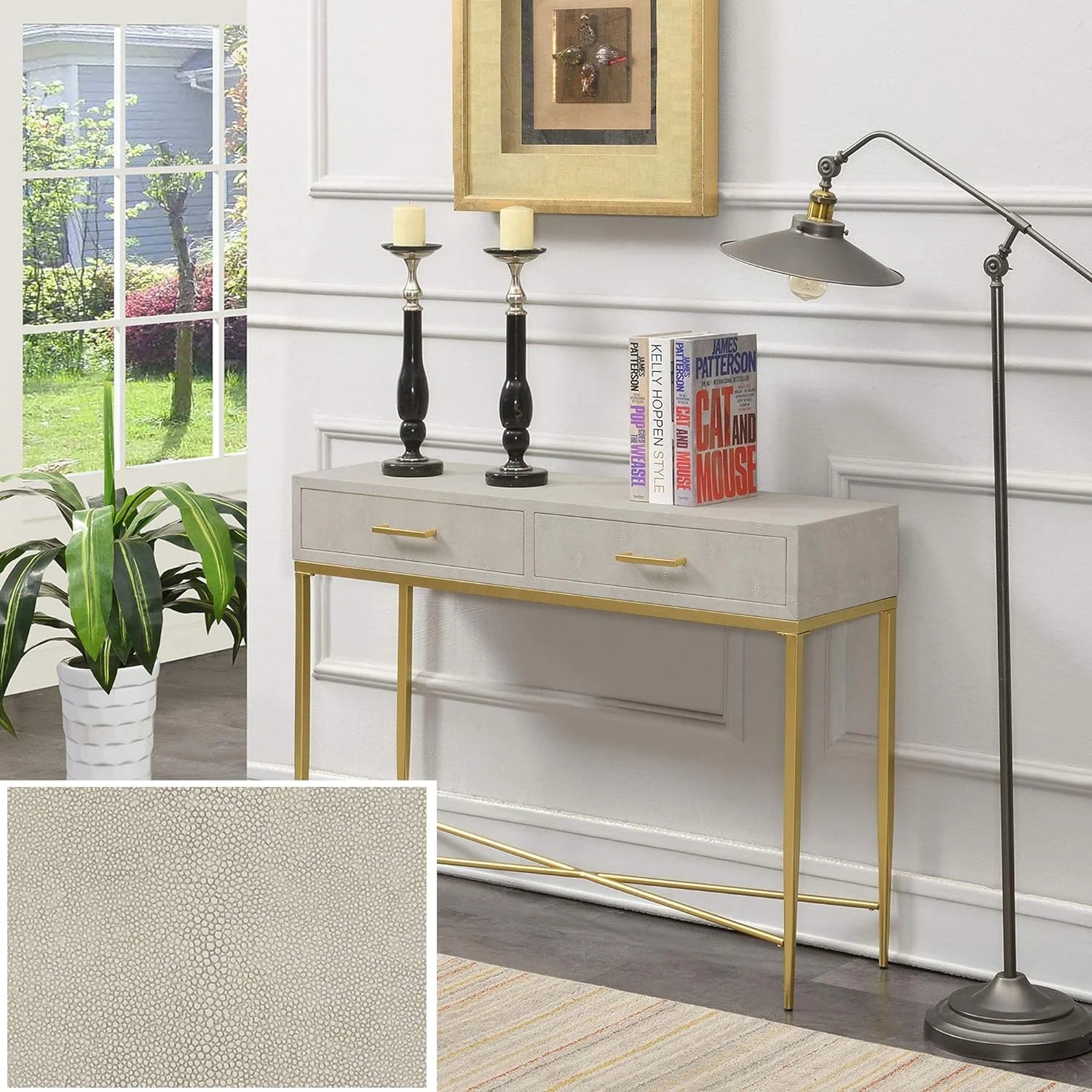 Beige/Gold Console Table B96912