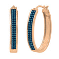 Round Blue Diamond Hoop Earrings in 18K Rose Gold C61368