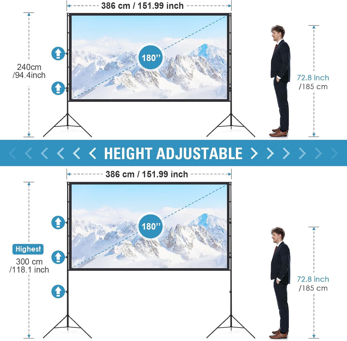 180 Inch Pull Down Projector Screen with Stand E74066