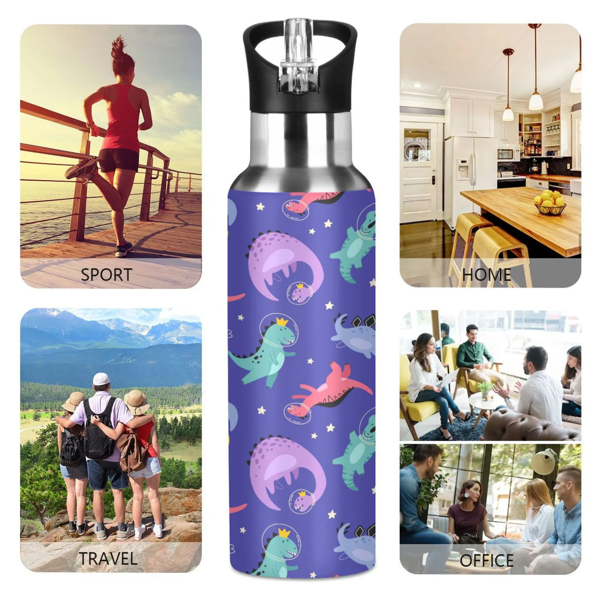 Stainless Steel Insulated Thermos Vacuum Flask Water Bottle with Straw Lid K815