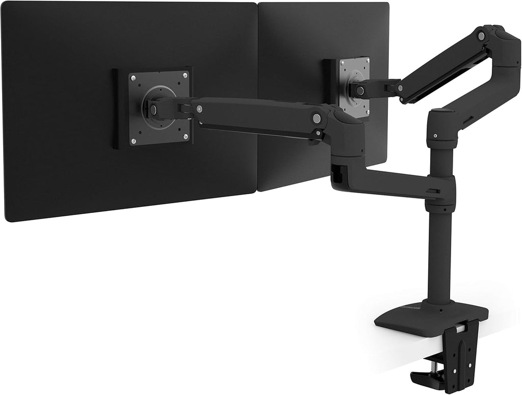 White Tall Pole Dual Monitor Arm for 2 Monitors R586