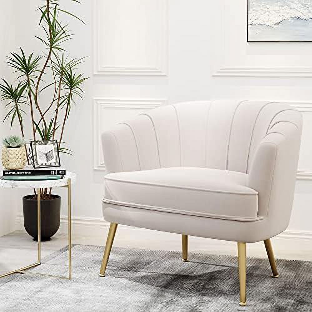 Velvet Accent Chair with Ottoman, Golden Metal Legs N42780