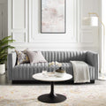 Light Gray Tufted Upholstered Fabric Sofa P6099