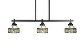 3 Island Light in Matte Black Finish with 7 Art Glass N533