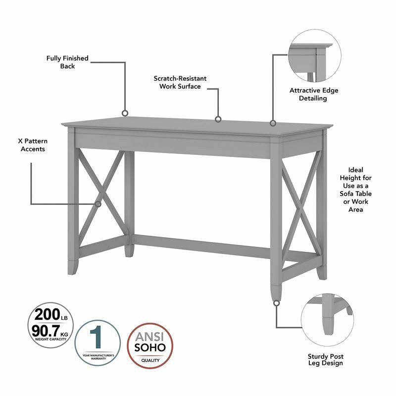 48W Writing Desk with Mid Back Tufted Office Chair in Cape Cod Gray O721951