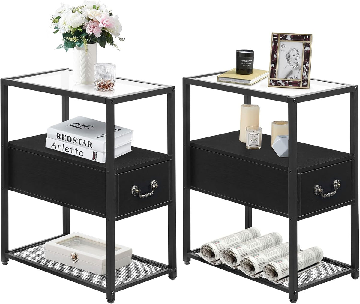 Brown 2 Drawer Nightstand with Shelf H130972