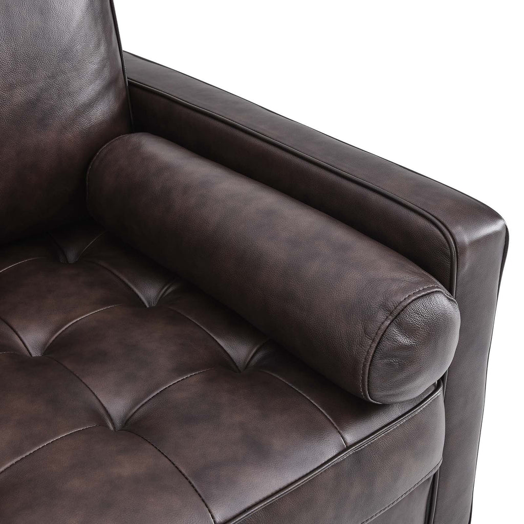Brown Leather and Dense Foam Armchair Y415