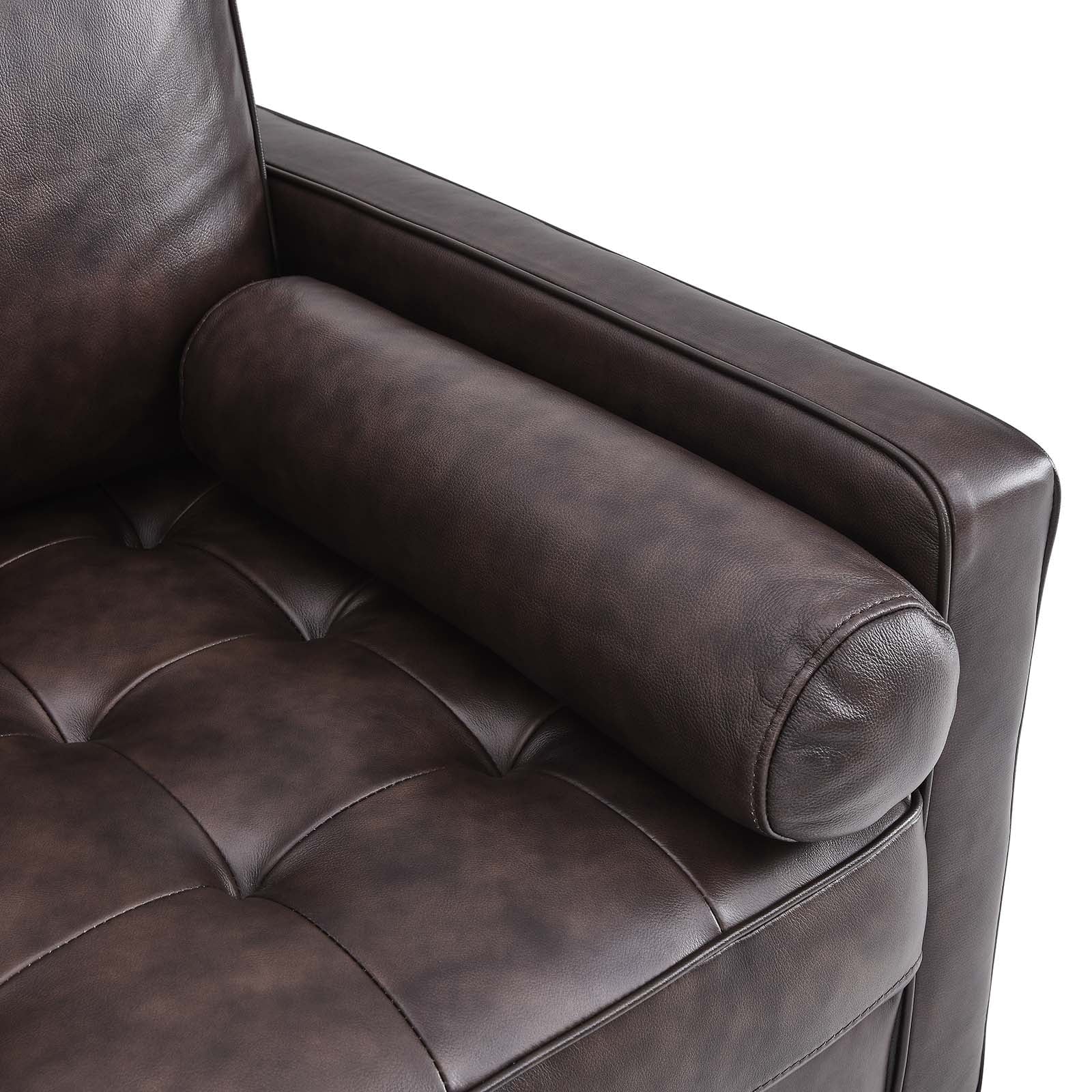 Brown Leather and Dense Foam Armchair Y415