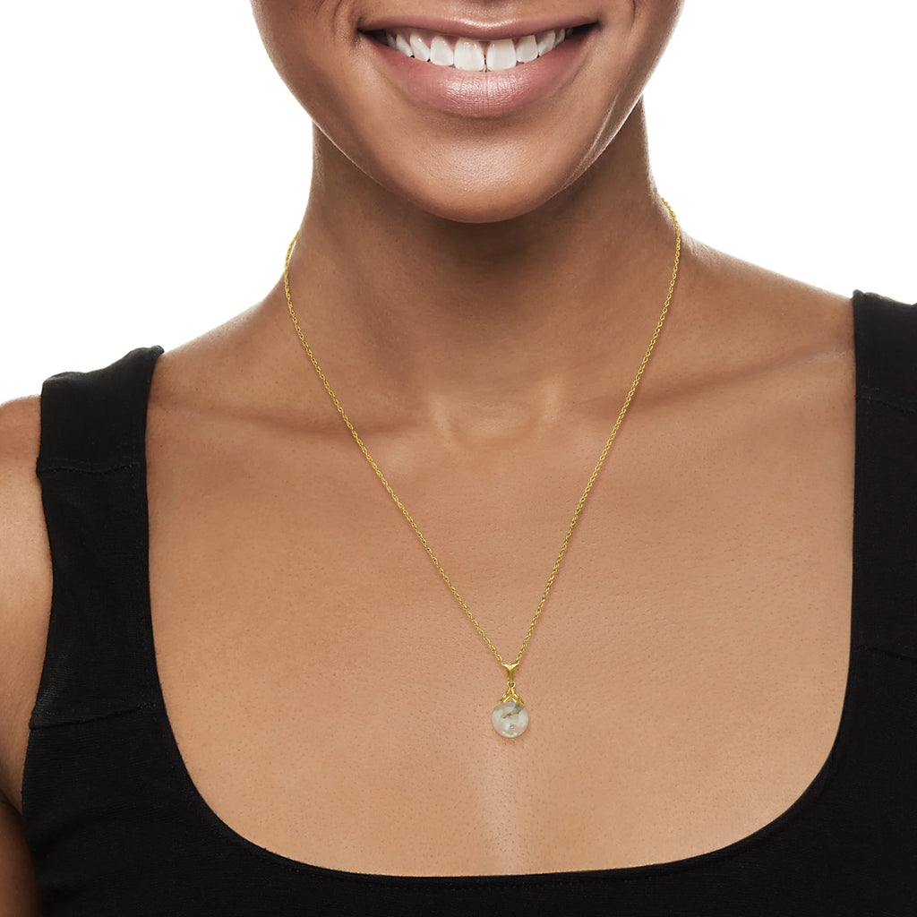Floating Opal Pendant Necklace in 14kt Yellow Gold W3426