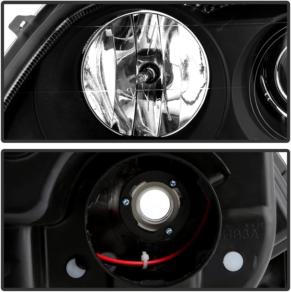 Black Housing Projector Headlight Headlamps Pair Set R759