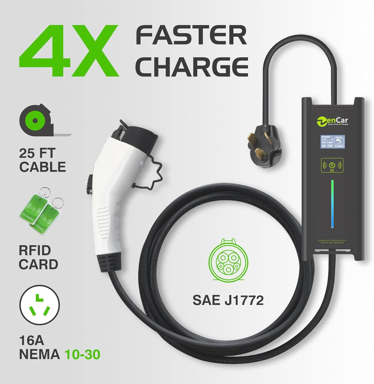 EV Charger with Cable Holder, Timing Delay, 230V, 16A, NEMA 6-20 Y9114