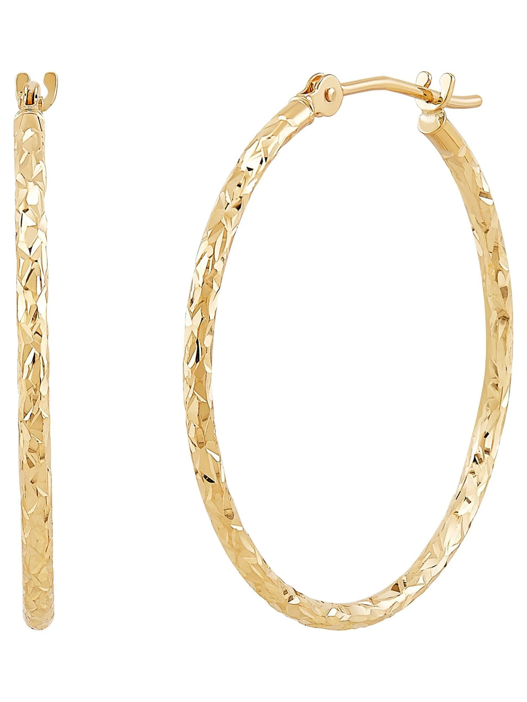 Hollow Round Diamond-Cut Hoop Earrings H139
