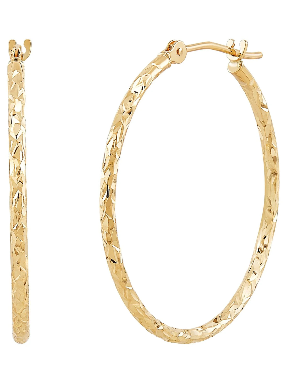 Hollow Round Diamond-Cut Hoop Earrings H139