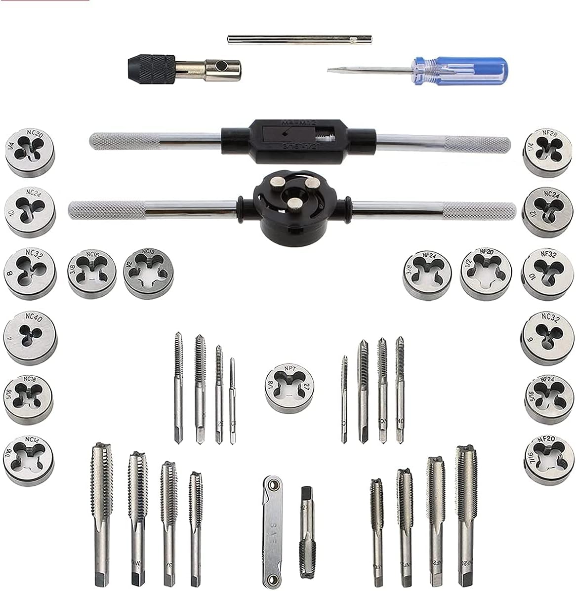 60 Piece Metric & SAE Tap and Die Tool Set with Storage Case O30848