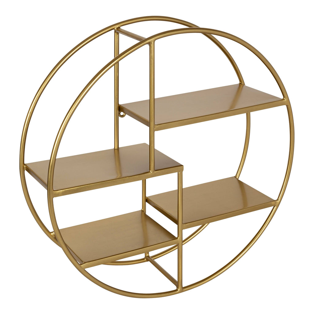 Gold Round Wood Wall Shelf Y3926