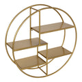 Gold Round Wood Wall Shelf Y3926