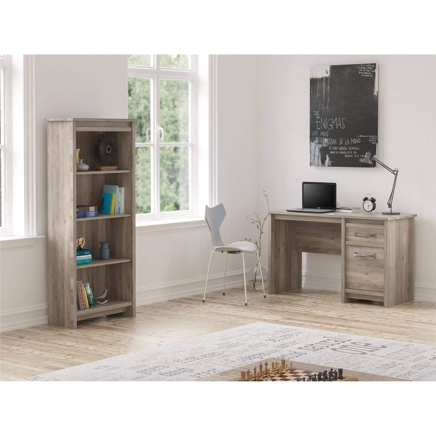 Ivory Oak 4 Shelf Bookcase P617