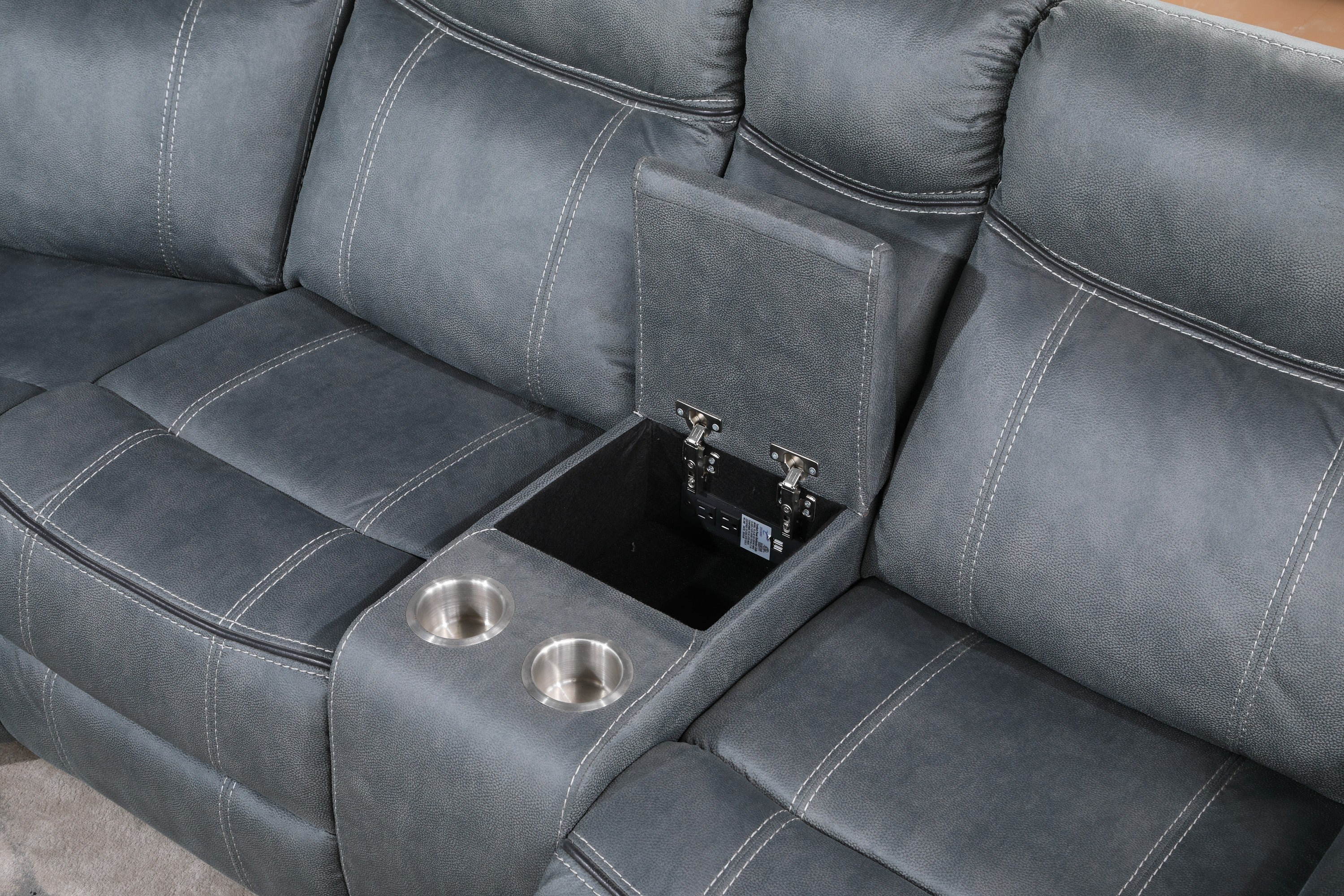 Gray Velvet Sectional Sofa P7101