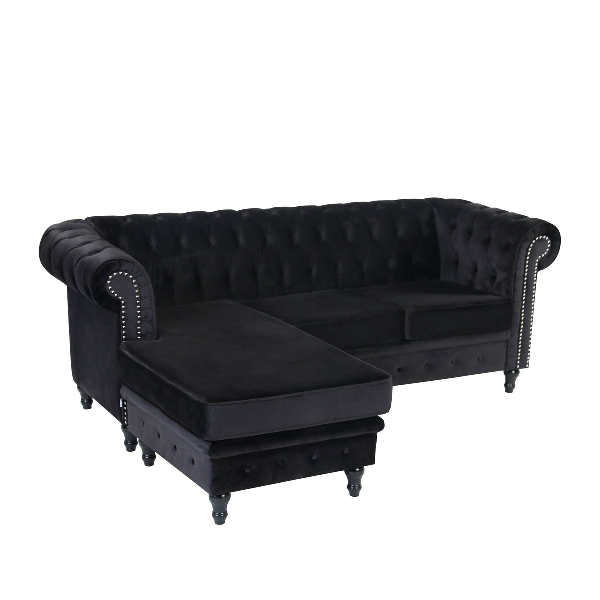 Red Velvet Rolled Arm Sofa with Ottoman B745