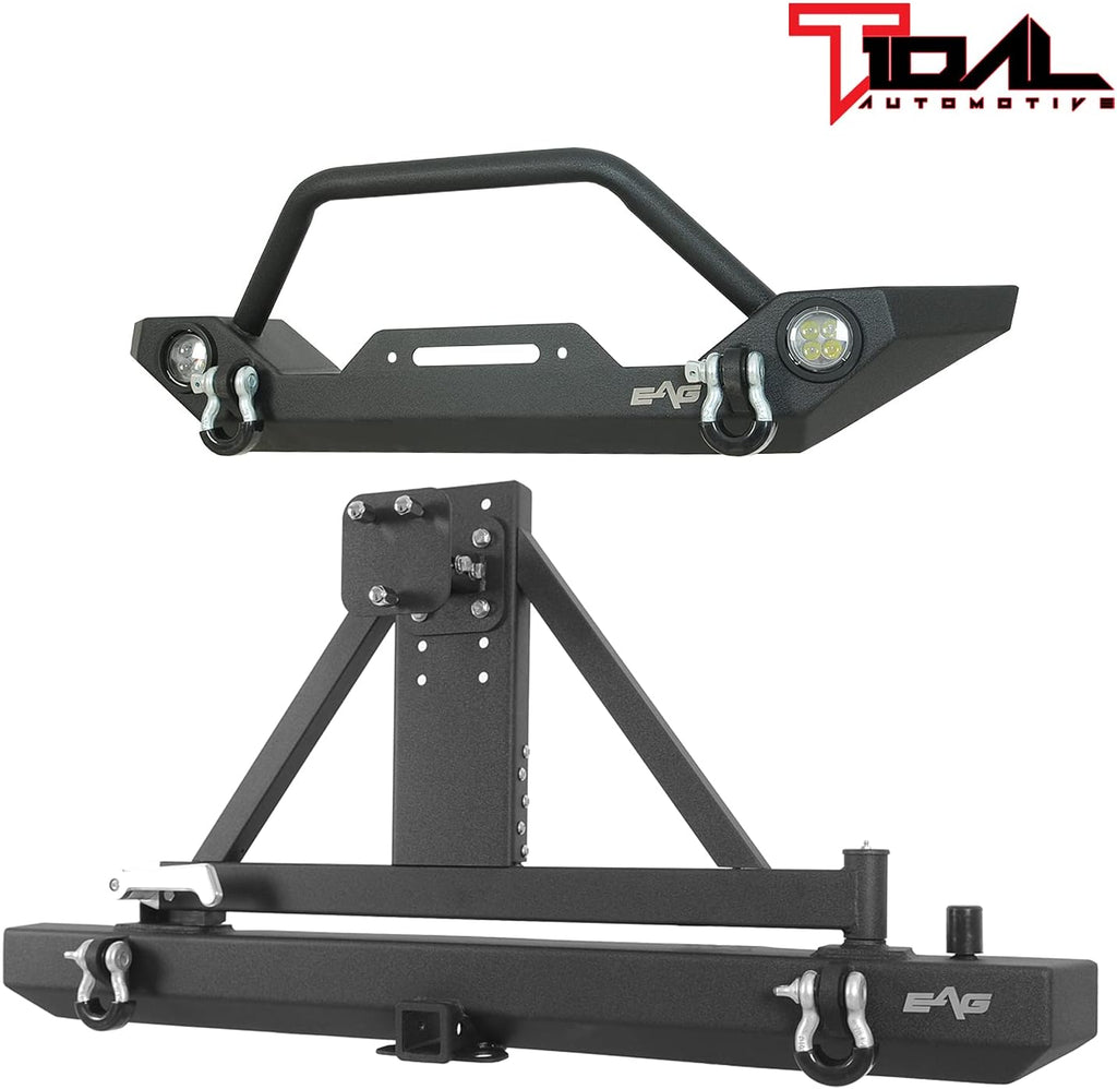 LED Light Front Bumper and Assembled Rear Bumper with Tire Carrier Combo D76021
