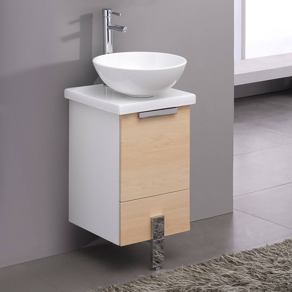 16x22 Light Walnut Bathroom Cabinet with Top & Vessel Sink H2366