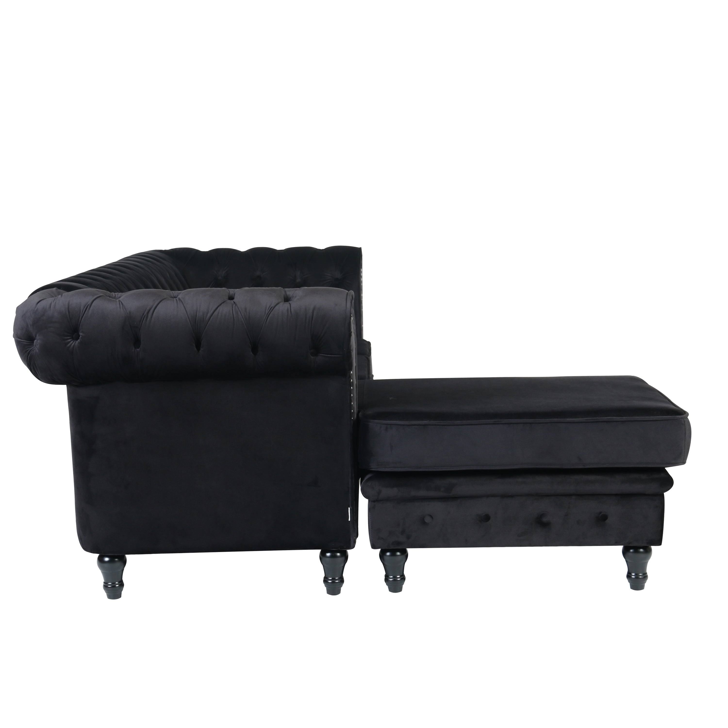 Red Velvet Rolled Arm Sofa with Ottoman B745