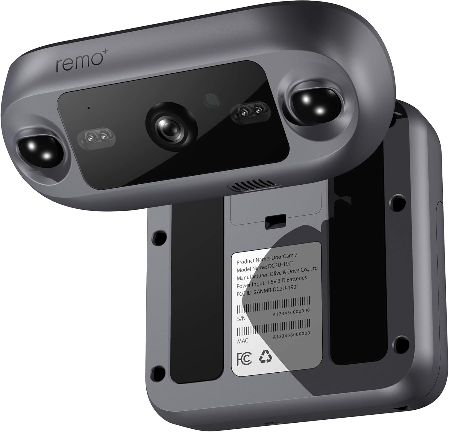 Dark Grey Wireless Over-The-Door Smart Security Camera with 1080p HD Video F12434