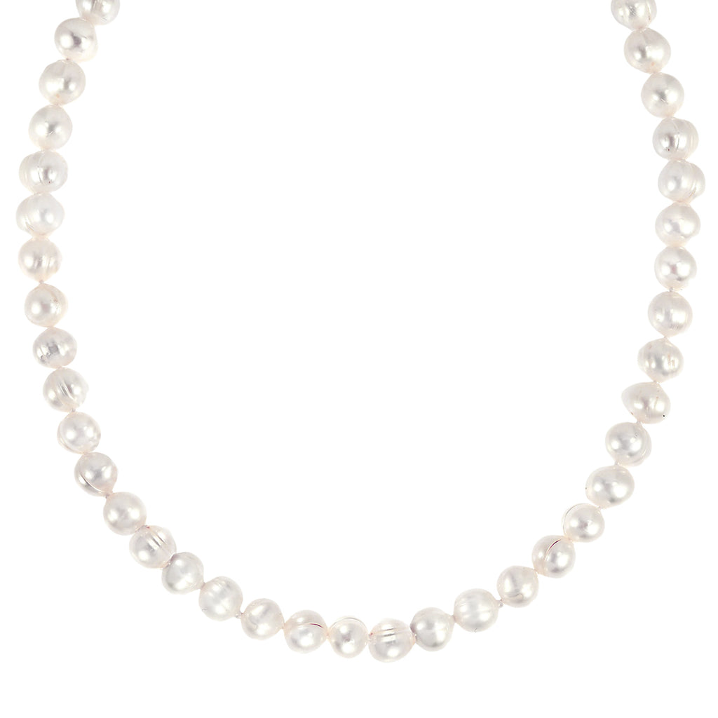 Natural Freshwater White Pearl Sterling Silver Necklace K12005