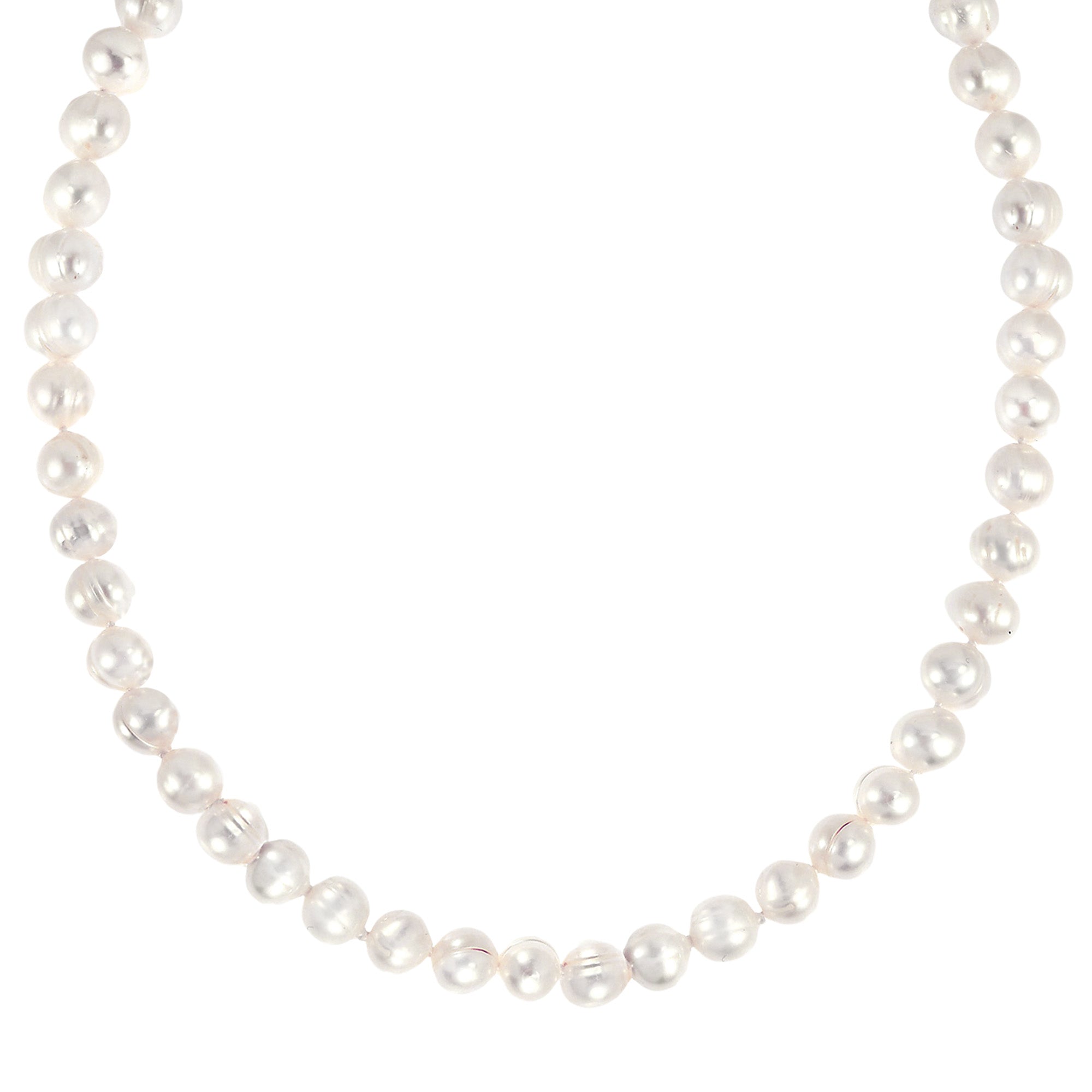 Natural Freshwater White Pearl Sterling Silver Necklace K12005