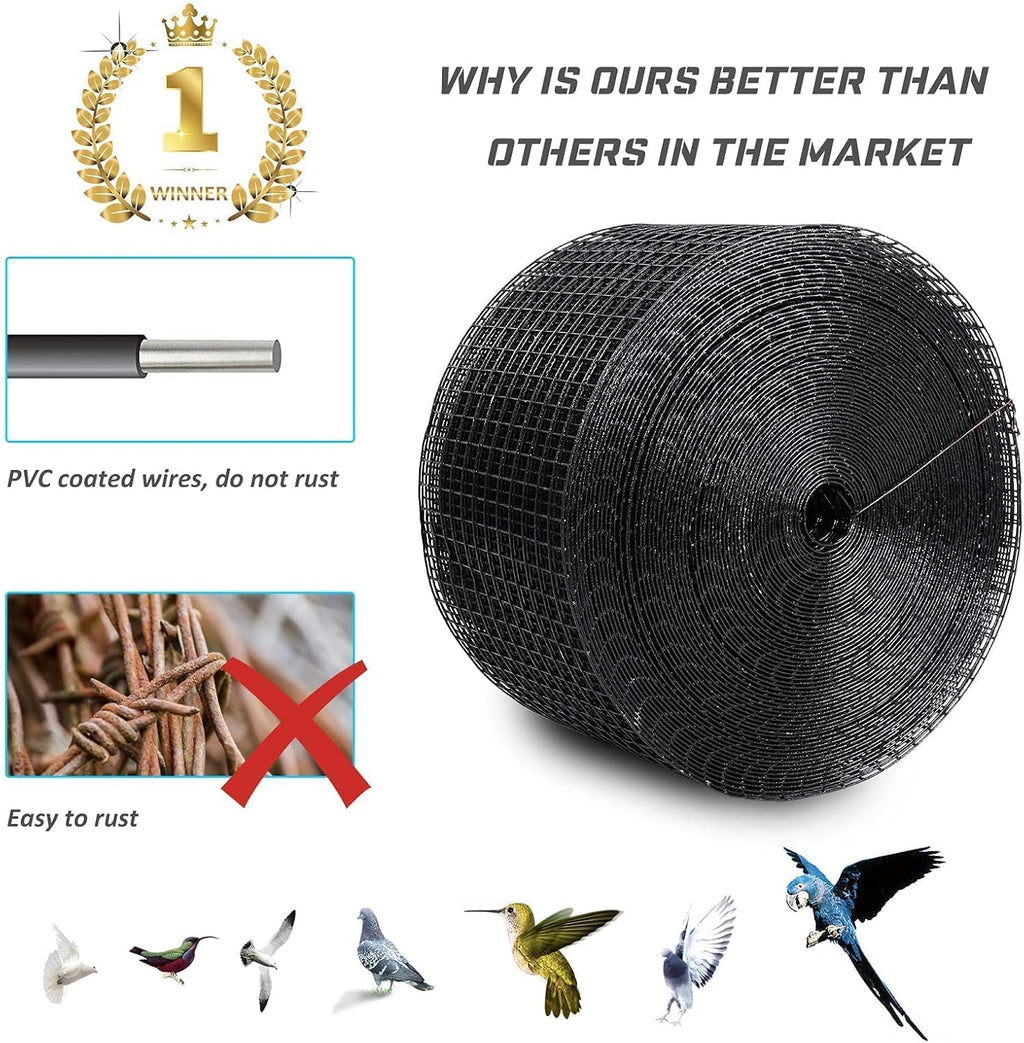 Solar Panel Bird Guard 6in X 100ft PVC Coated Galvanized Steel Wire Mesh B14107