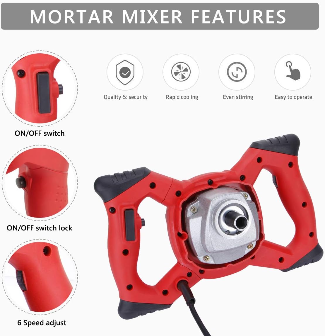 2100W Electric Mortar Mixer, 6-Speed, Pack of 2 Z720