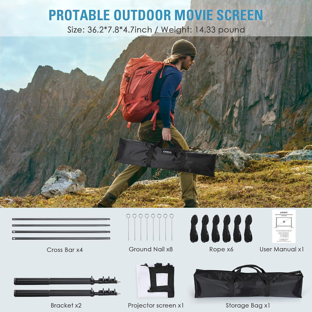 180 Inch Pull Down Projector Screen with Stand E74066