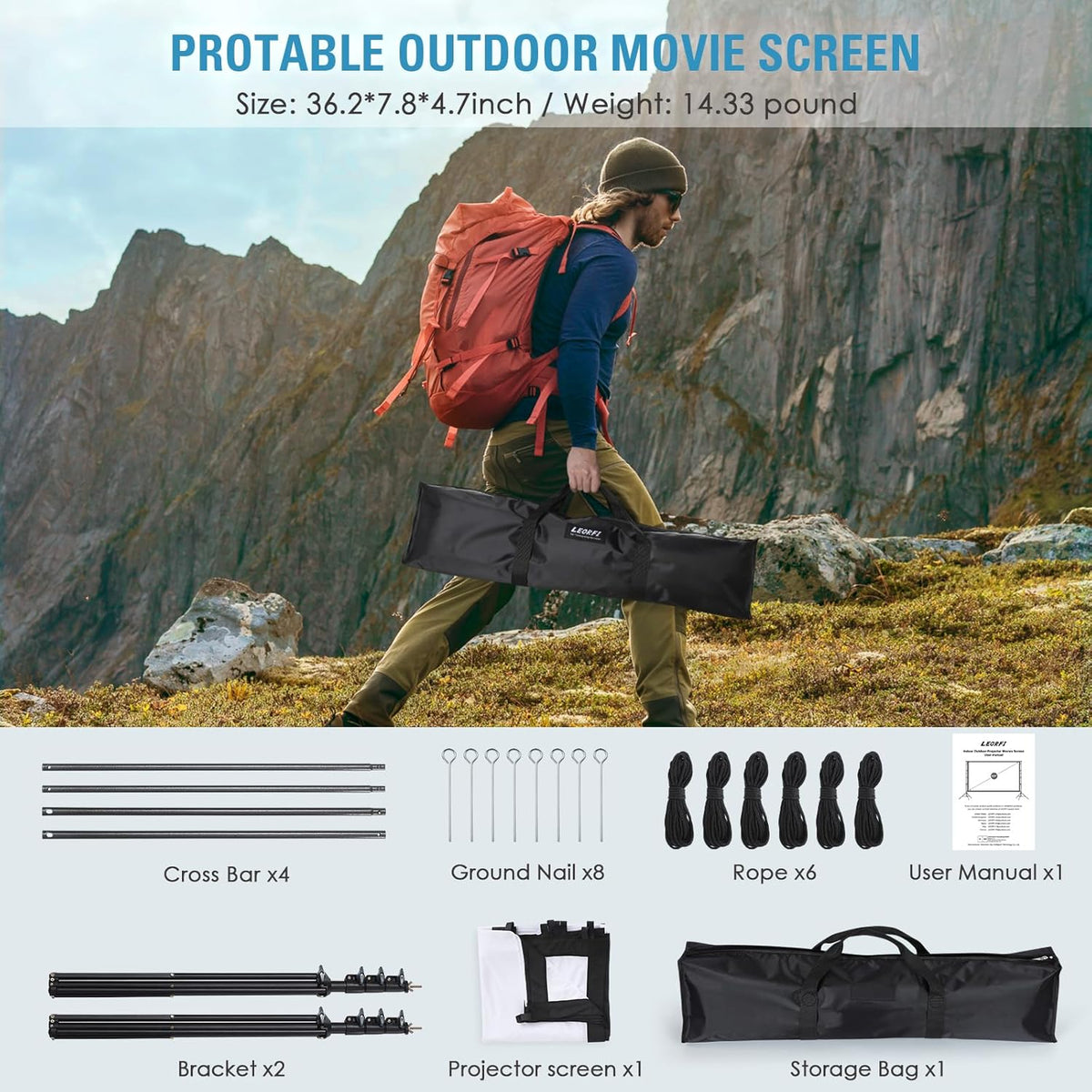 180 Inch Pull Down Projector Screen with Stand E74066