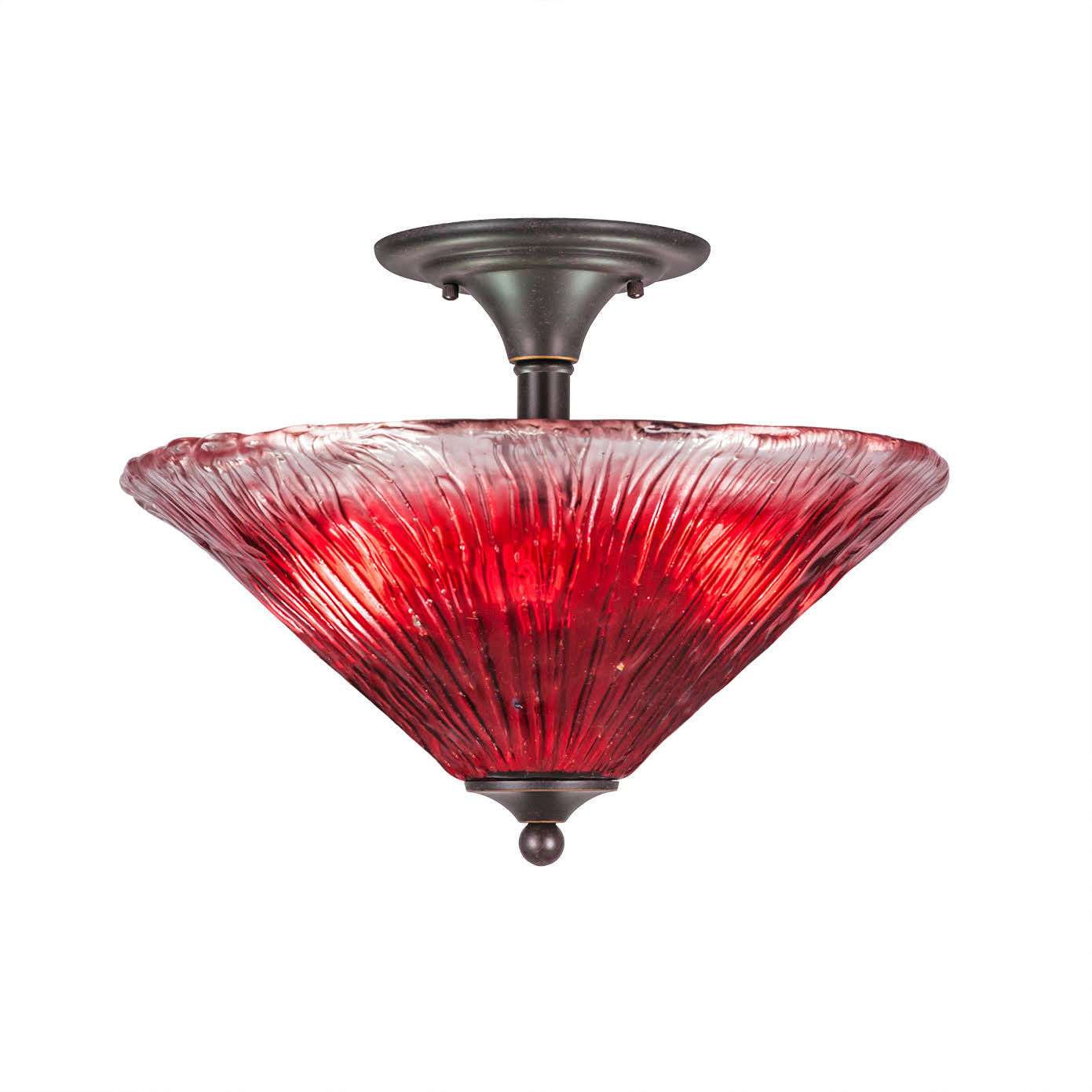 Two Light Semi-Flush Mount Dark Granite Finish with Crystal Glass A143