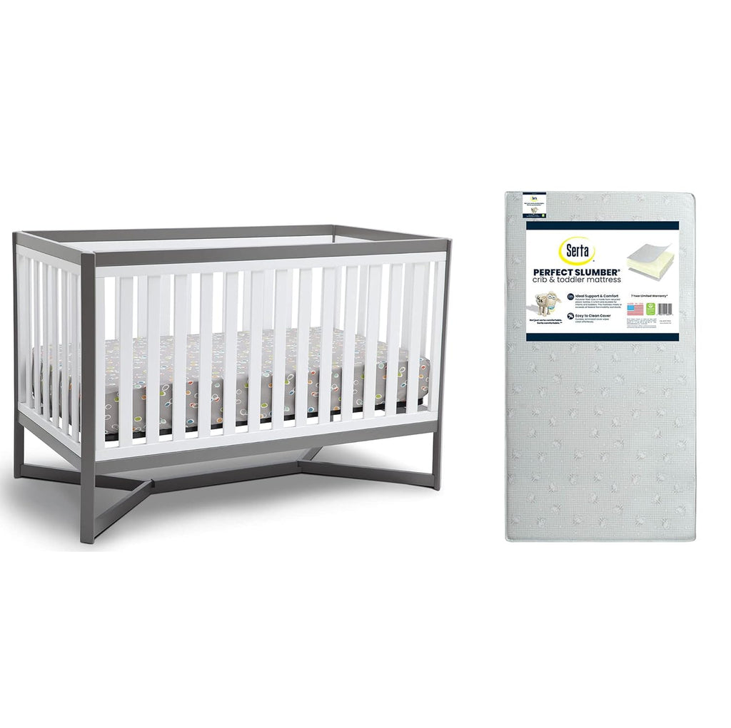 Midnight Grey 4-in-1 Convertible Crib with Crib & Toddler Mattress C126