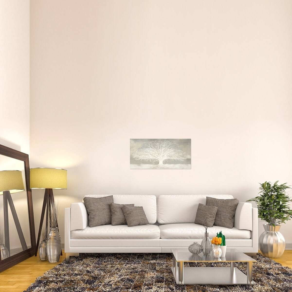 White Tree Stretched Canvas Artwork 18x22H x 36x22W Y542