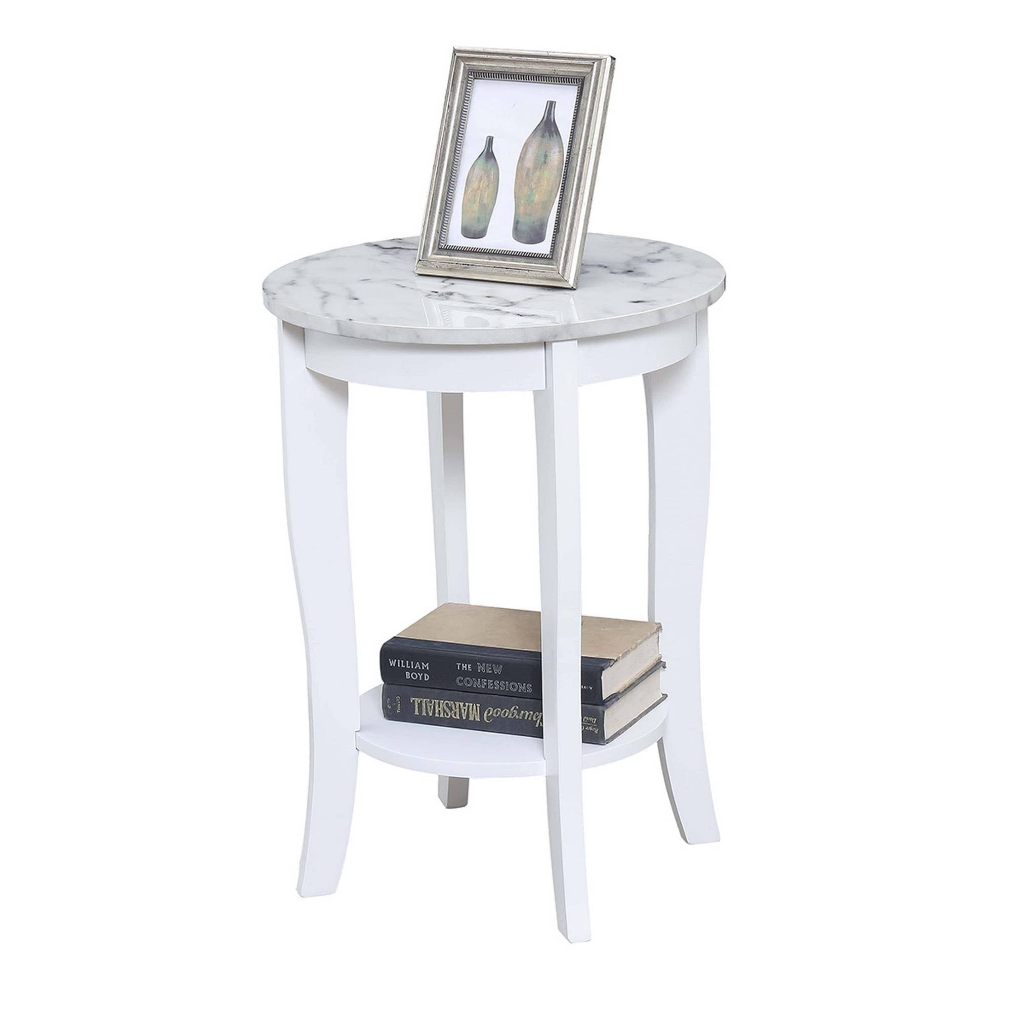 White Faux Marble Round End Table T65586