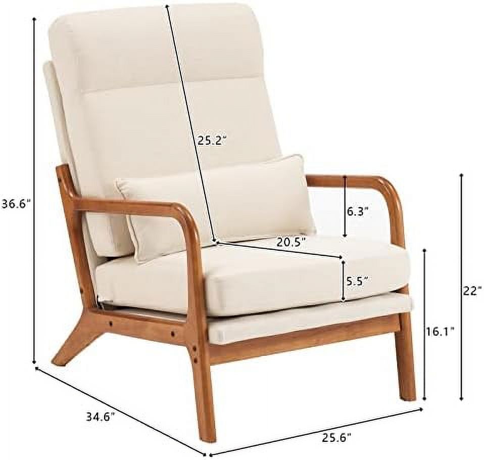 Accent Chair with Pillow Linen Fabric Armchair T438352
