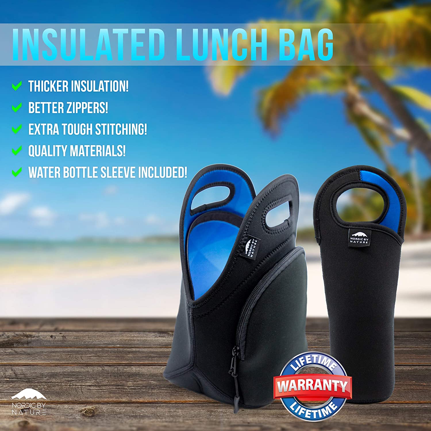 Neoprene Lunch Bag With Water Bottle Sleeve O5729